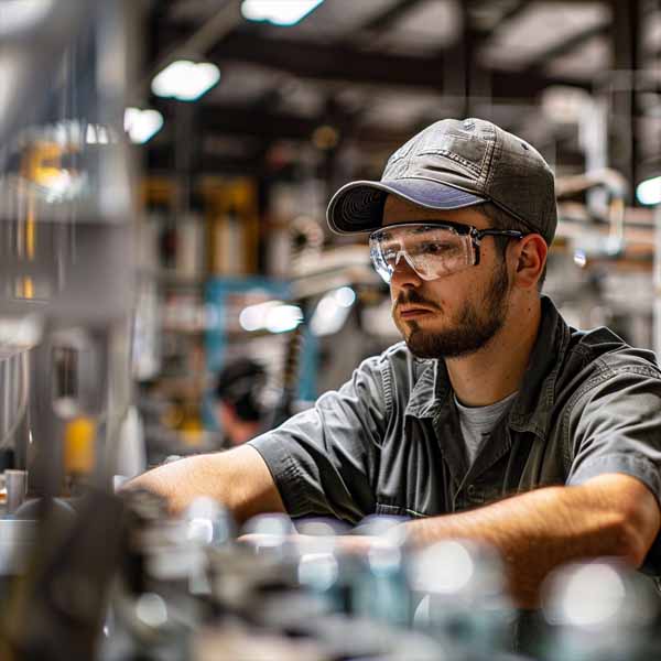 Manufacturing worker doing his job at a plant